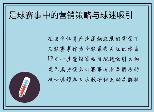 足球赛事中的营销策略与球迷吸引
